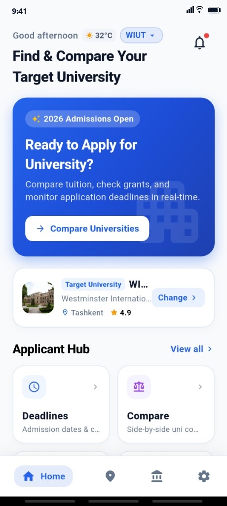 Alliance Programs and University Comparison Screen