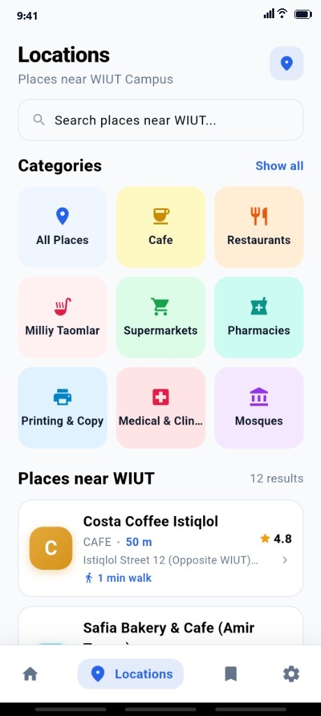 Alliance Campus Locations Screen